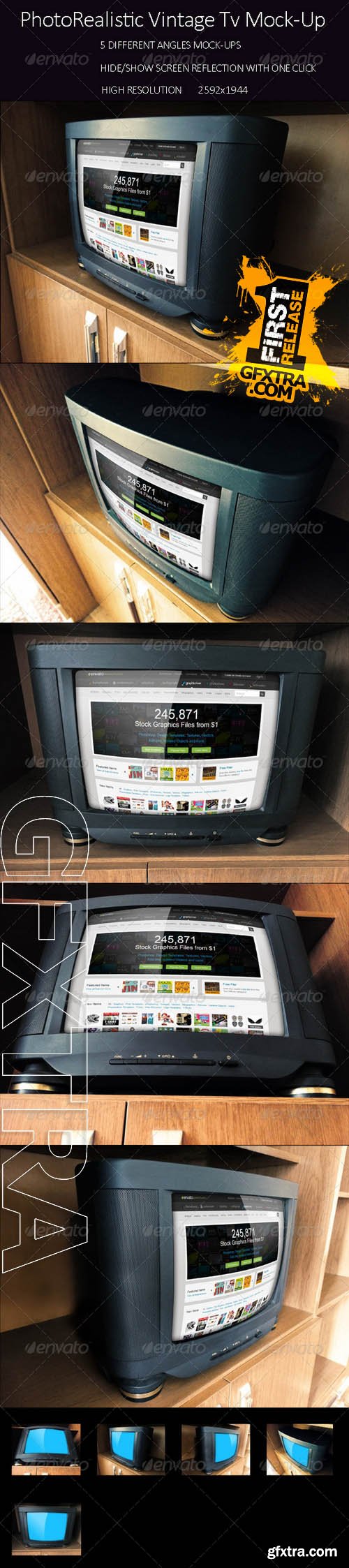 PhotoRealistic Vintage Tv Mock Up - GraphicRiver 8005959