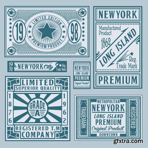 Denim Textile Vector Labels - 25x EPS