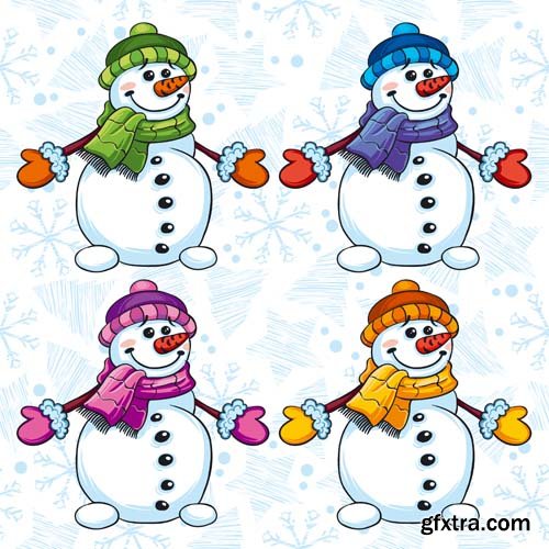 Snowman Vector Collection - 25x EPS