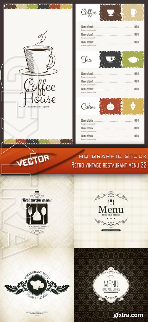 Stock Vector - Retro vintage restaurant menu 32