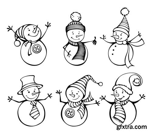 Snowman Vector Collection - 25x EPS