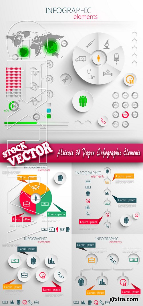 Stock Vector - Abstract 3d Paper Infographic Elements