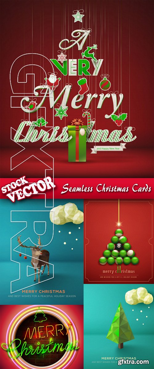 Stock Vector - Seamless Christmas Cards