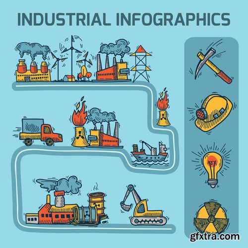 Collection industrial infographics #2-25 Eps