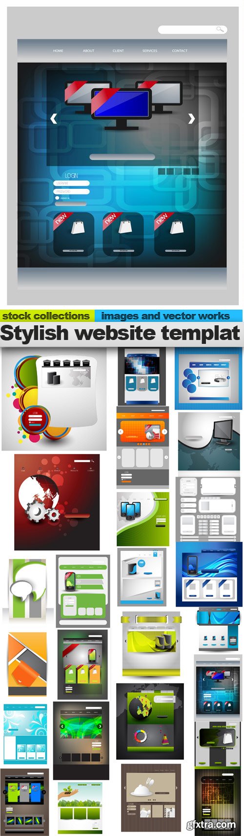 Stylish website templat,25 x EPS