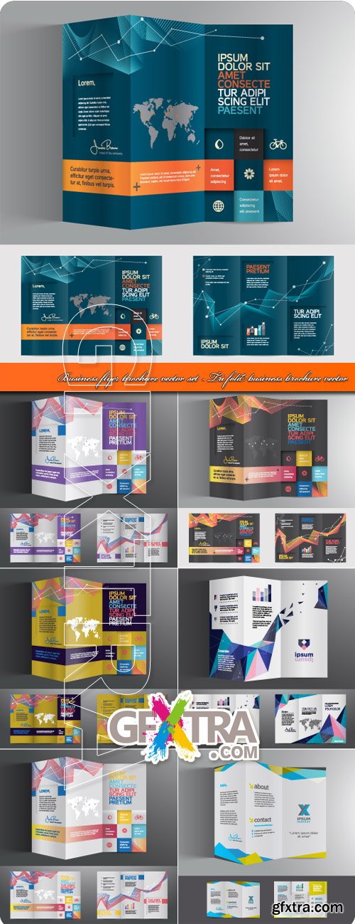 Business flyer brochure vector set - Tri fold business brochure vector