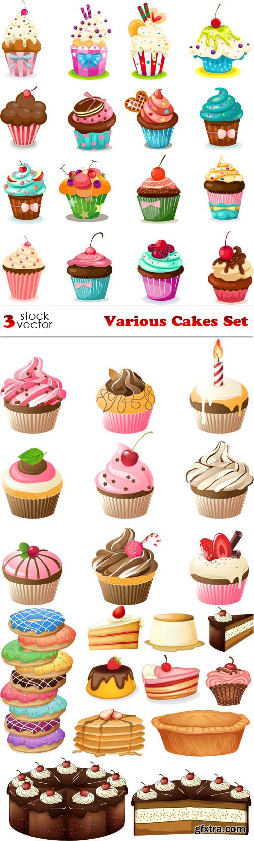 Vectors - Various Cakes Set