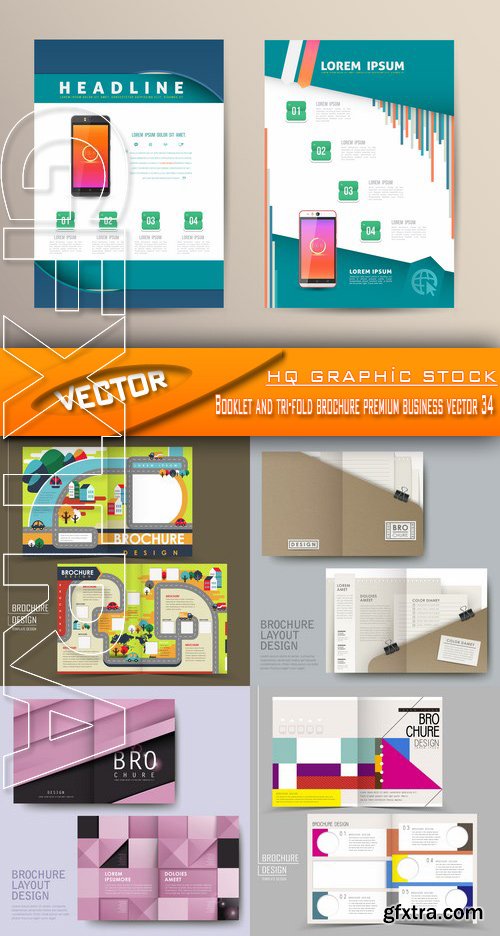 Stock Vector - Booklet and tri-fold brochure premium business vector 34