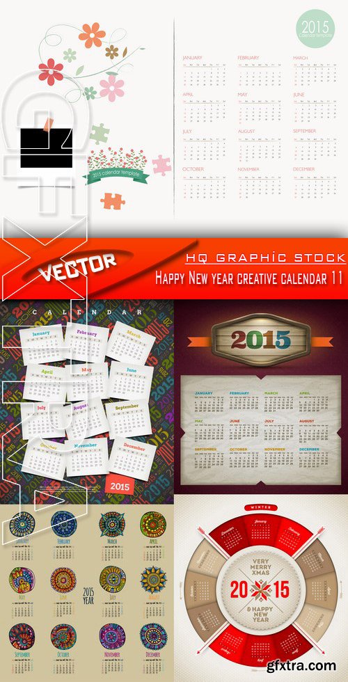 Stock Vector - Happy New year creative calendar 11