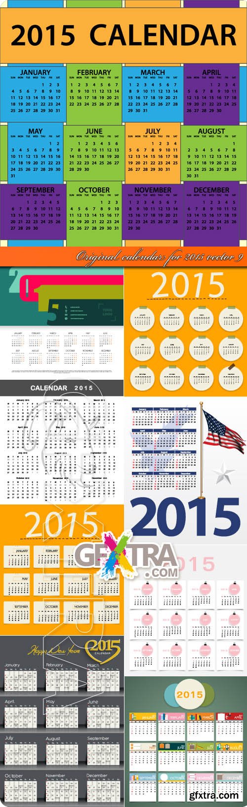 Original calendar for 2015 vector 9