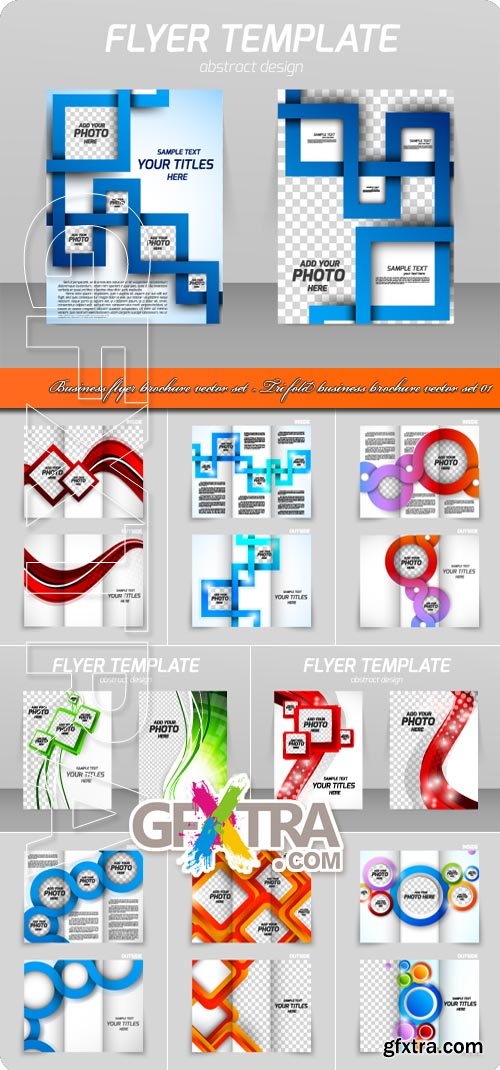 Business flyer brochure vector set - Tri fold business brochure vector set 01