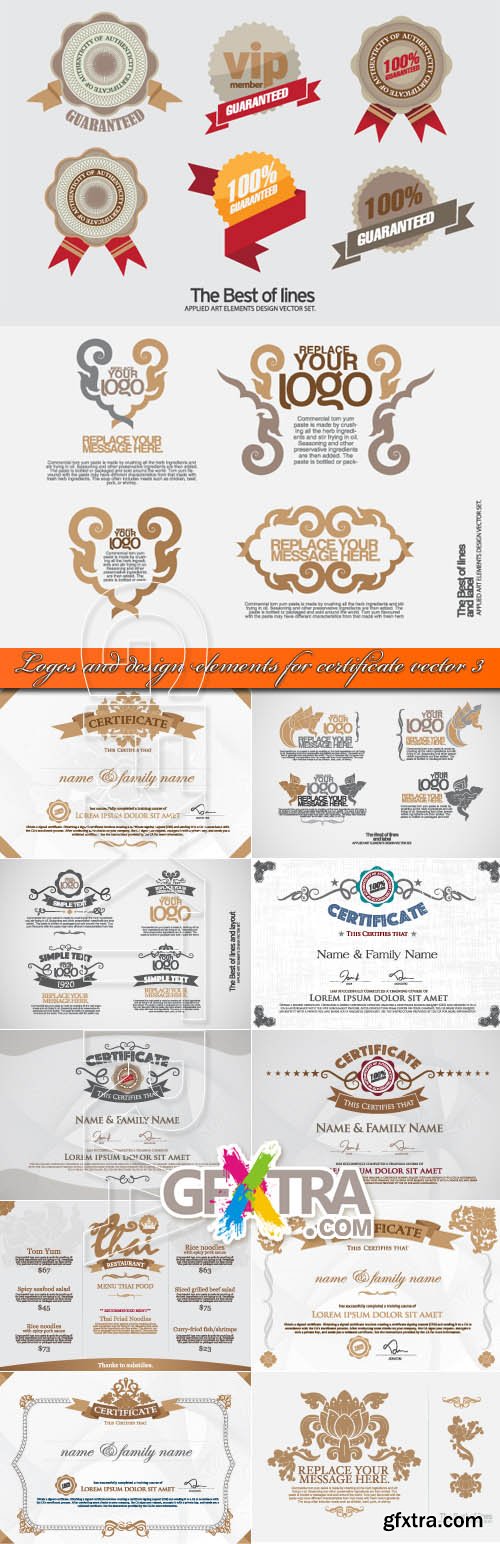 Logos and design elements for certificate vector 3