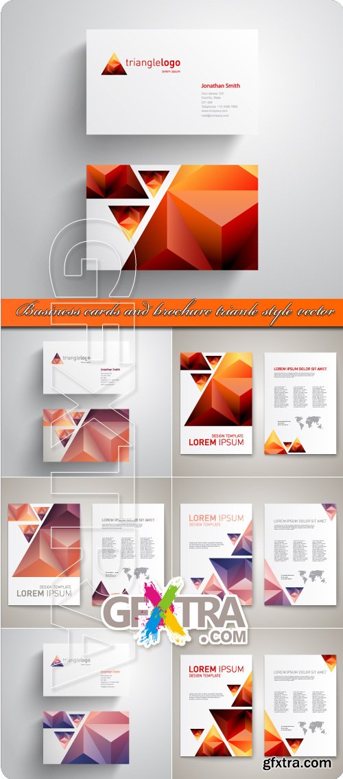 Business cards and brochure trianle style vector