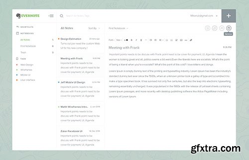 PSD Web Design - Evernote Dashboard 2014