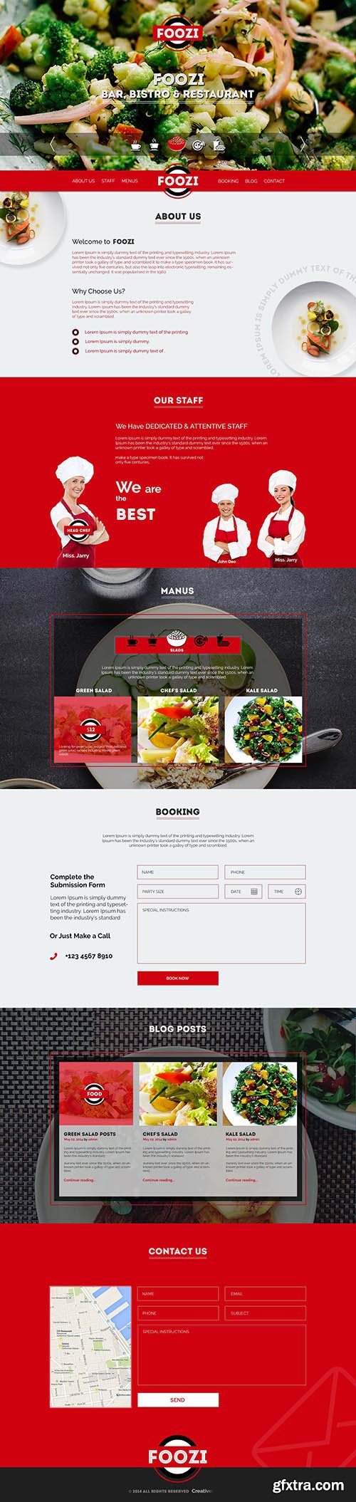 PSD Web Template - Foozi - Food & Restaurant One Page Theme