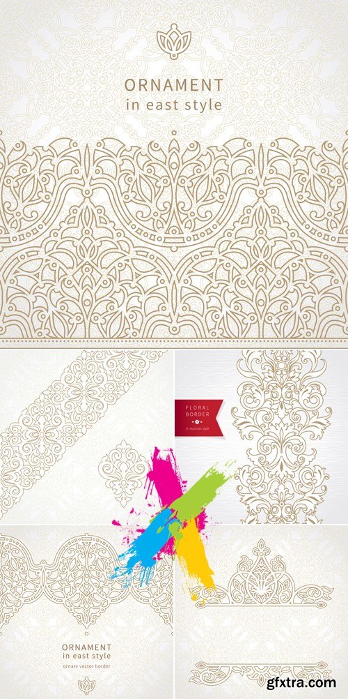 Beige Oriental Style Backgrounds Vector