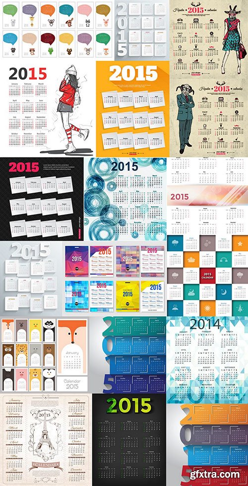 Calendar 2015 - Vector Collection, 25xEPS