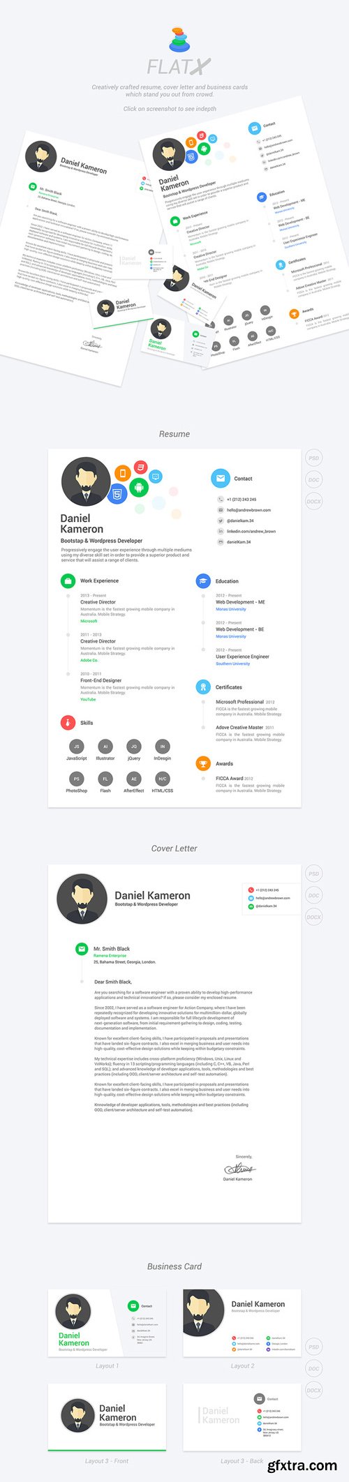 CreativeMarket - FlatX Resume 105938