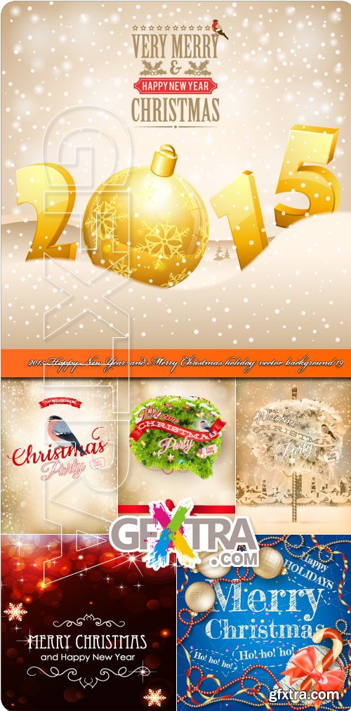 2015 Happy New Year and Merry Christmas holiday vector background 19