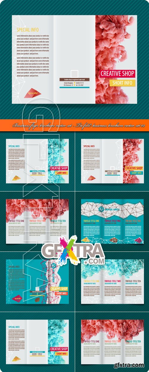 Business flyer brochure vector set - Tri fold business brochure vector set 02