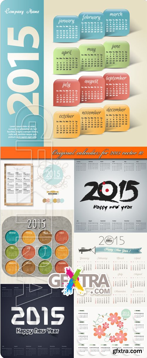 Original calendar for 2015 vector 10