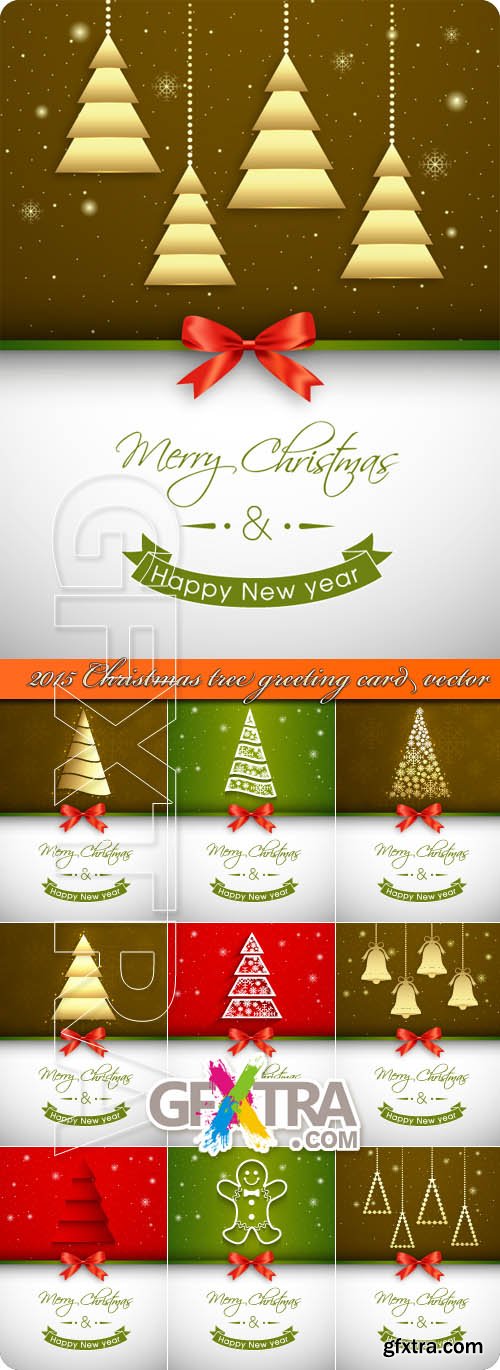 2015 Christmas tree greeting card vector