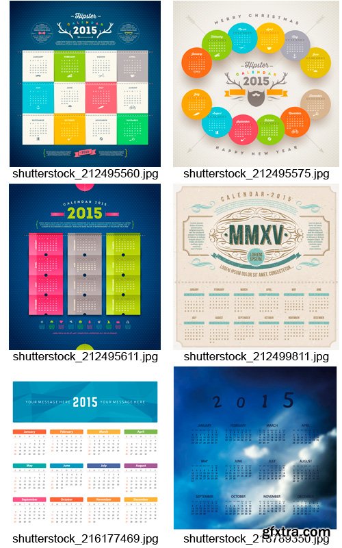 Amazing SS - 2015 Calendar Templates 5, 25xEPS