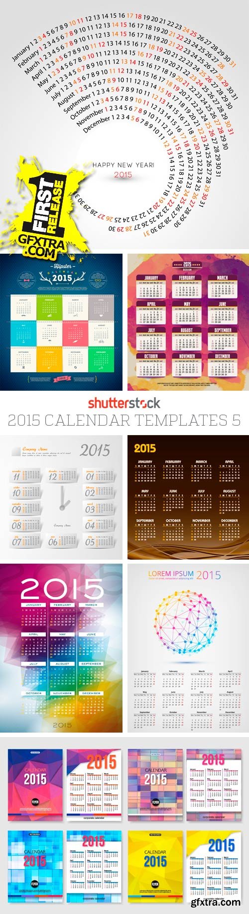 Amazing SS - 2015 Calendar Templates 5, 25xEPS