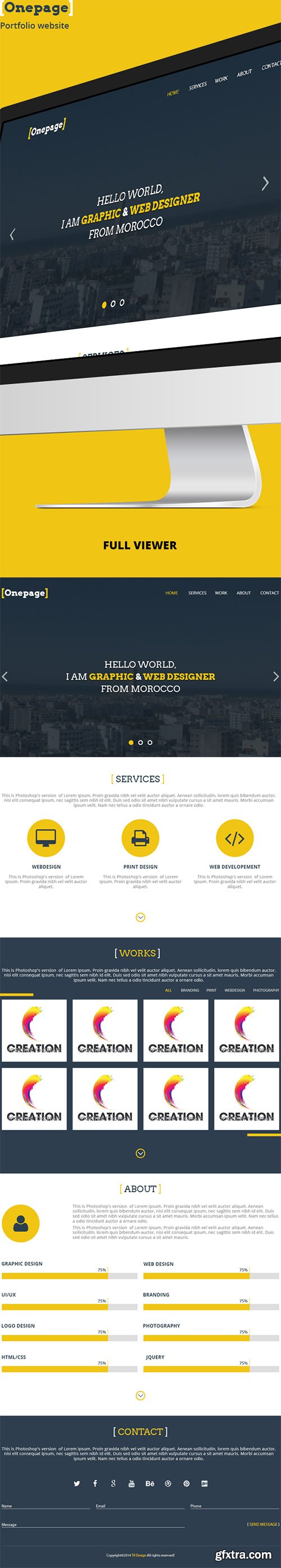 PSD Web Template - One Page Portfolio WebSite 2014