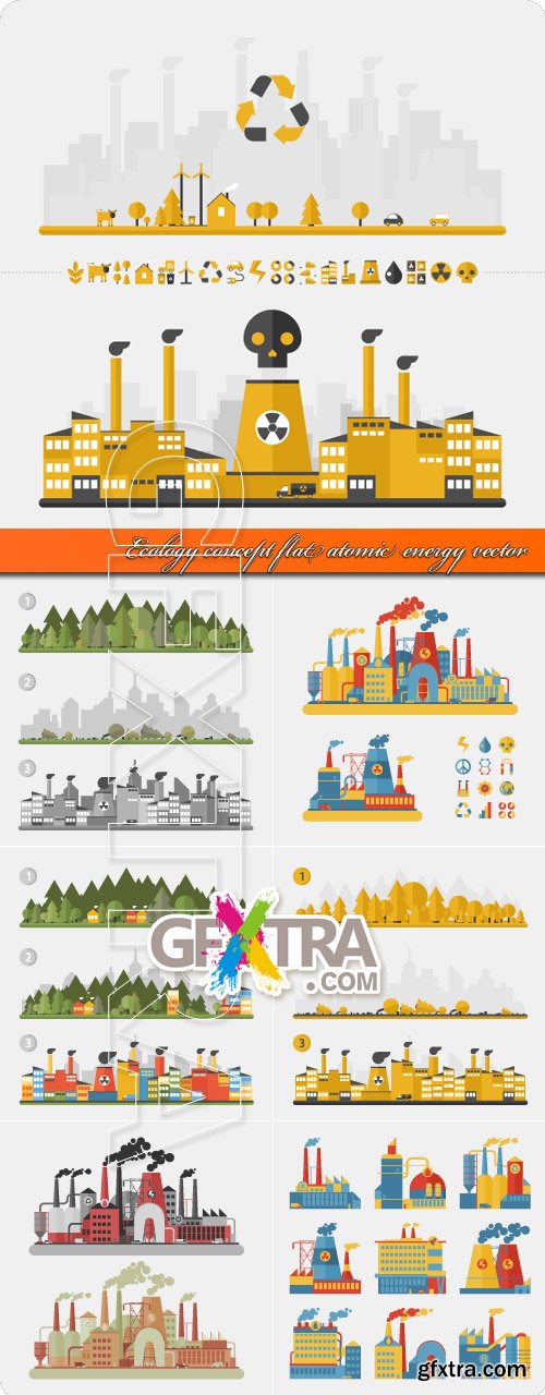 Ecology concept flat atomic energy vector