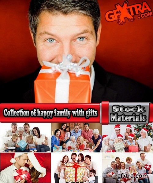 Collection of happy family with gifts 25 UHQ Jpeg