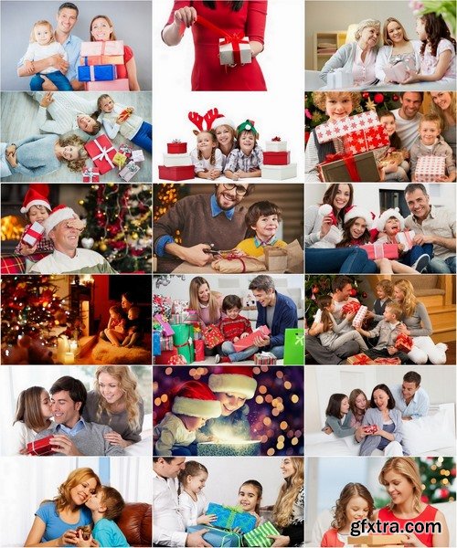 Collection of happy family with gifts 25 UHQ Jpeg