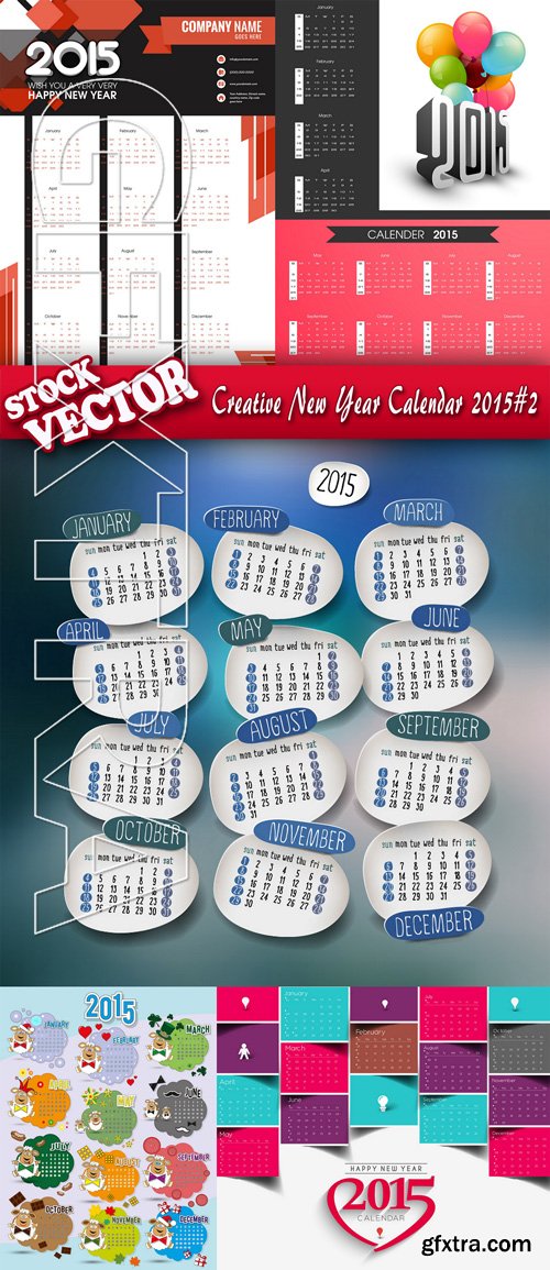 Stock Vector - Creative New Year Calendar 2015#2