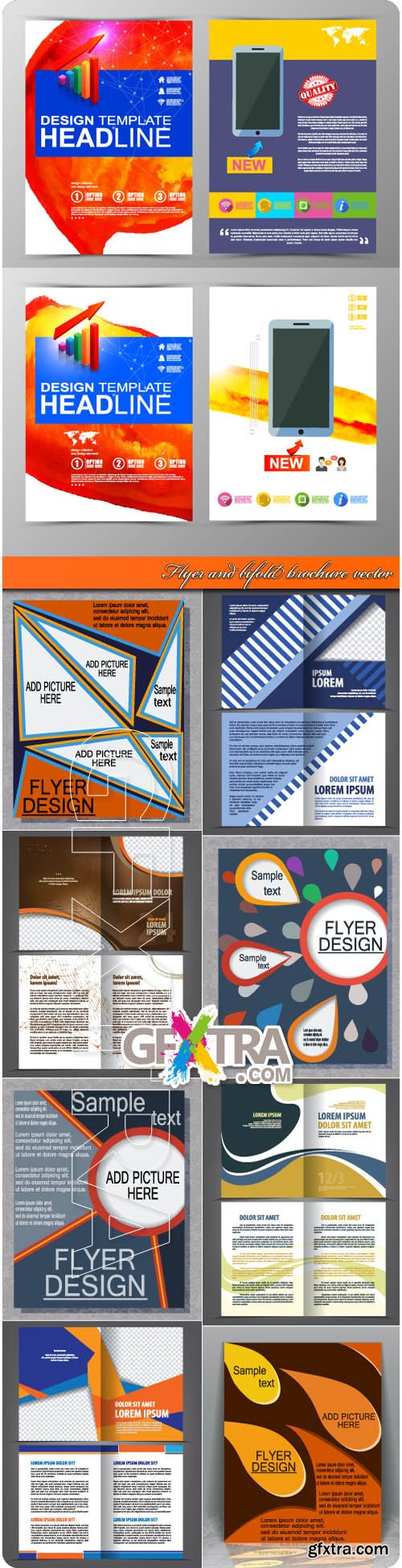 Flyer and bifold brochure vector