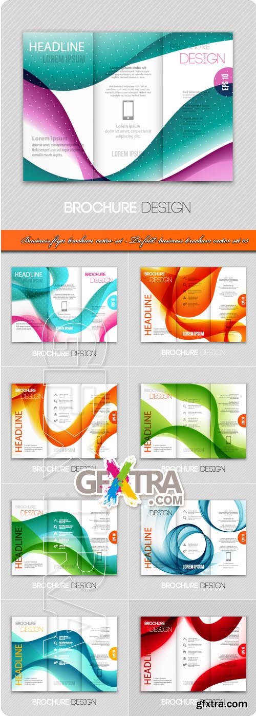 Business flyer brochure vector set - Tri fold business brochure vector set 03