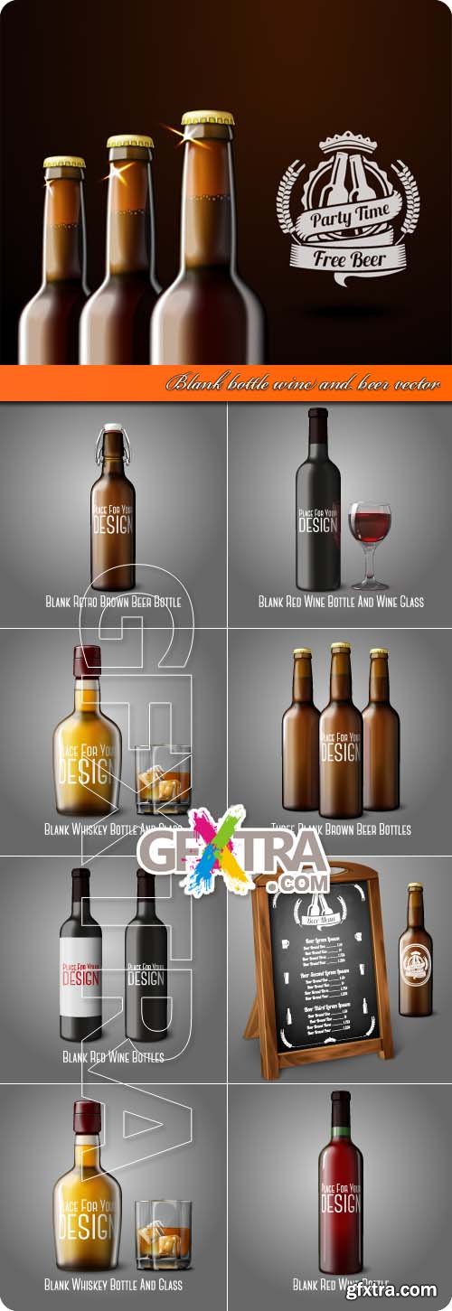 Blank bottle wine and beer vector