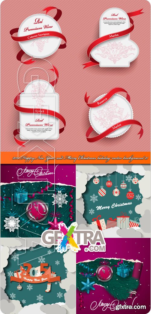 2015 Happy New Year and Merry Christmas holiday vector background 21