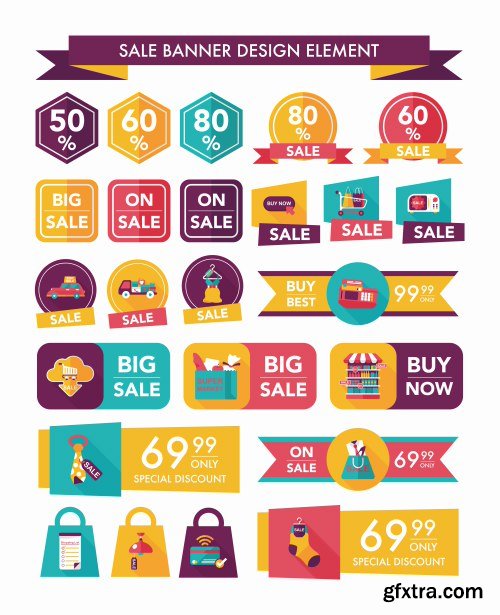 Sale Banner Design Element Vectors 25xEPS