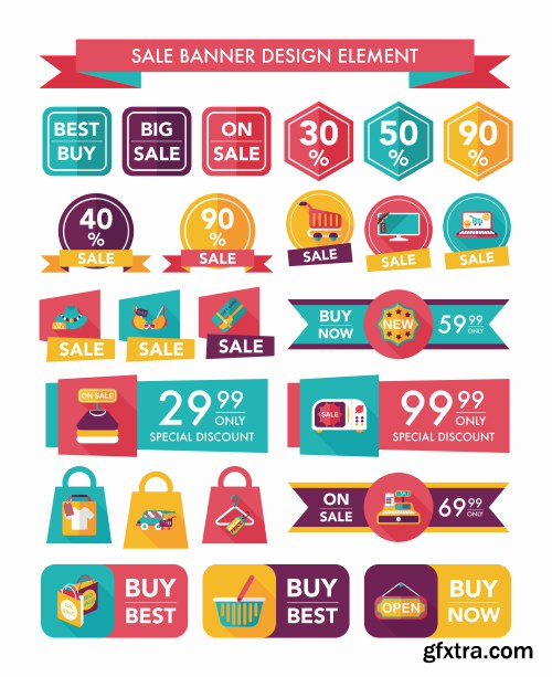 Sale Banner Design Element Vectors 25xEPS