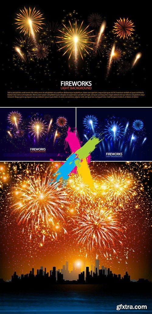 Fireworks Light Backgrounds Vector
