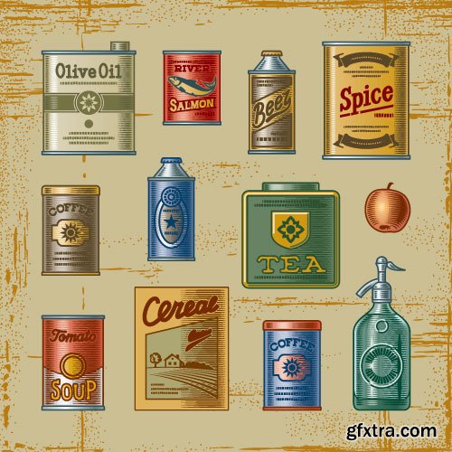 Vintage Natural Food Labels 25xEPS