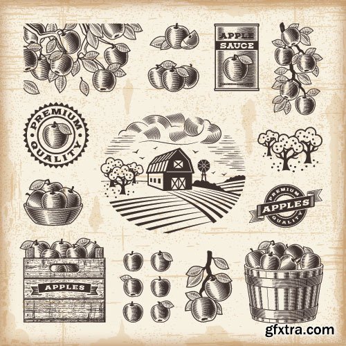 Vintage Natural Food Labels 25xEPS