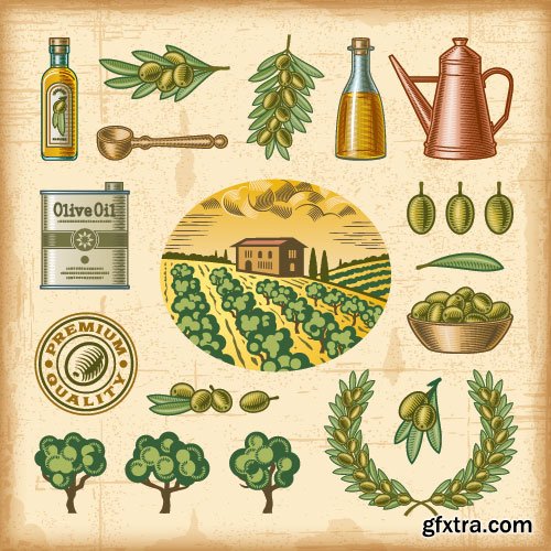 Vintage Natural Food Labels 25xEPS