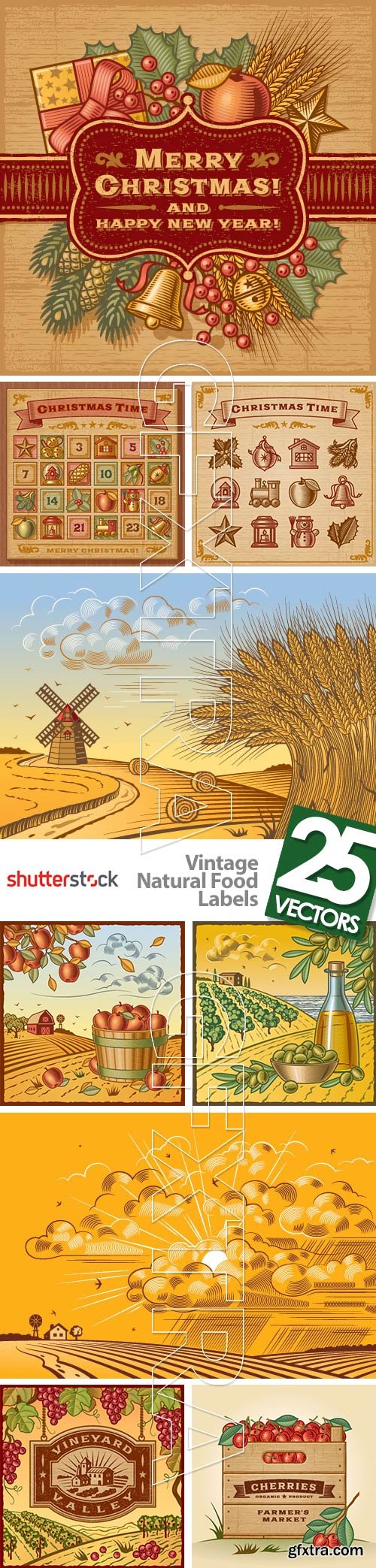 Vintage Natural Food Labels 25xEPS