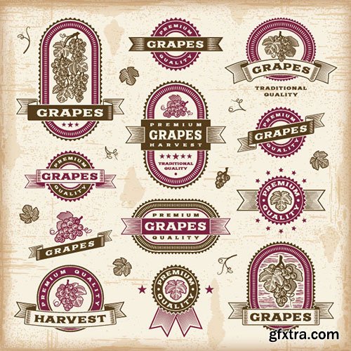 Vintage Natural Food Labels 25xEPS