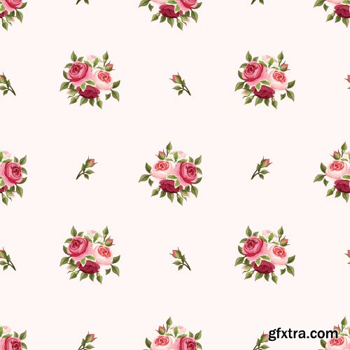 Retro Flowers Seamless Textures 50xEPS