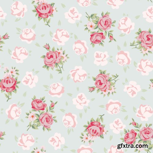 Retro Flowers Seamless Textures 50xEPS