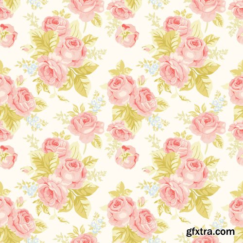 Retro Flowers Seamless Textures 50xEPS