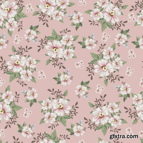 Retro Flowers Seamless Textures 50xEPS