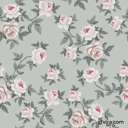 Retro Flowers Seamless Textures 50xEPS